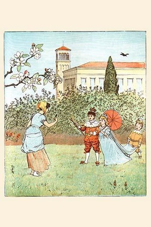 Along came a blackbird and Popped off her nose by Randolph Caldecott - Art Print