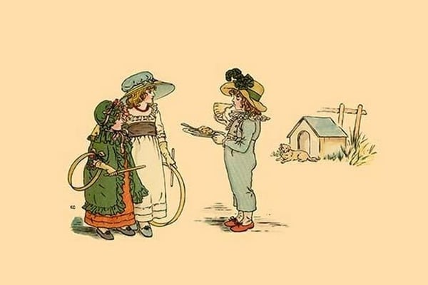 A Piece of Pie of A Game of Hoop? by Kate Greenaway - Art Print