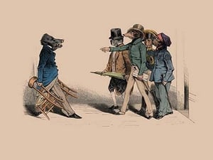 Hog and Dogs by Grandville - Art Print