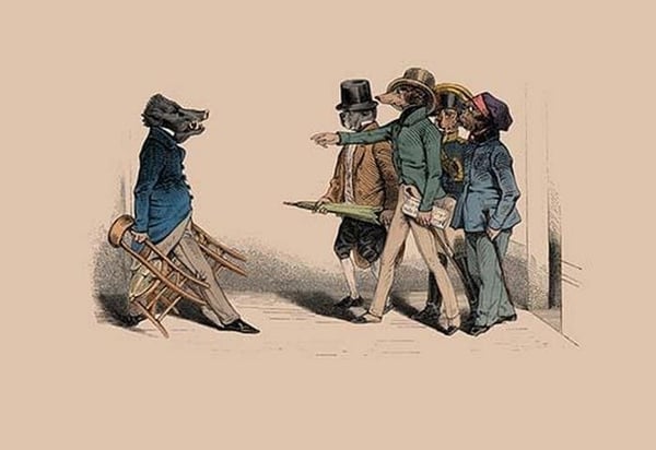 Hog and Dogs by Grandville - Art Print