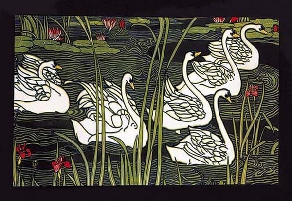 Journal de la Beaute / Swans by Louis Rhead - Art Print