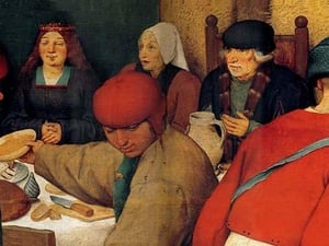 Wedding Banquet - Detail by Pieter the Elder Brueghel #6 - Art Print