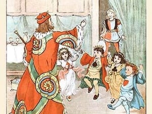 The King of Hearts called for those Tarts & beat the knave full sore by Randolph Caldecott - Art Print