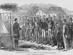 Administering the Oath of Office to Confederate Prisoners by Frank Leslie - Art Print