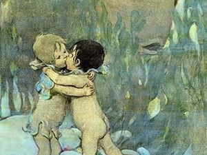 They hugged and kissed each other for ever so long by Jesse Willcox Smith - Art Print