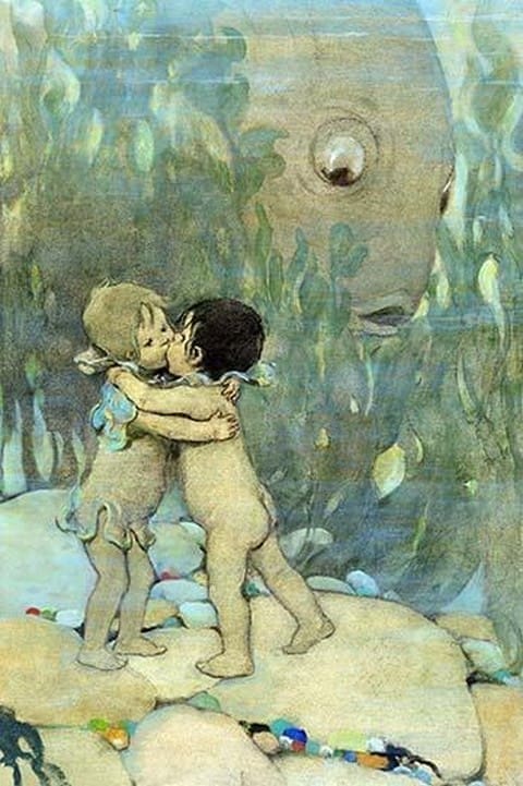 They hugged and kissed each other for ever so long by Jesse Willcox Smith - Art Print