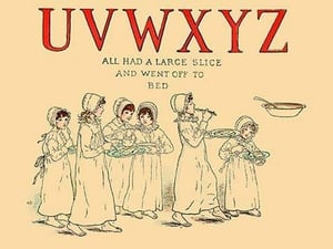 UVWXYZ All Had a Large Slice and Went off to Bed by Kate Greenaway - Art Print