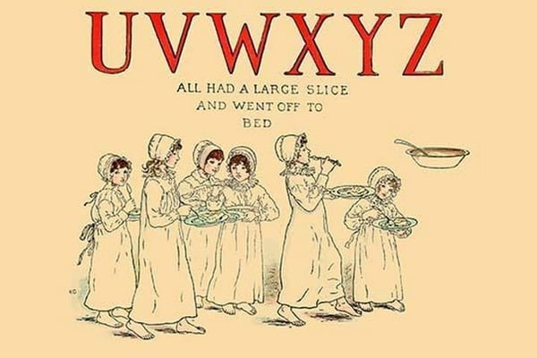 UVWXYZ All Had a Large Slice and Went off to Bed by Kate Greenaway - Art Print