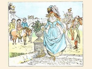 Alighting from a White Horse by Randolph Caldecott - Art Print