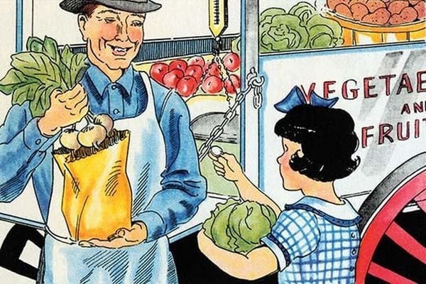 Buying Vegetables by Julia Letheld Hahn - Art Print