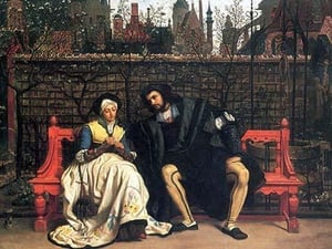 Faust and Marguerite in the garden by James Tissot - Art Print