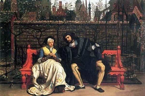 Faust and Marguerite in the garden by James Tissot - Art Print