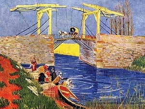 The Langlois Bridge at Arles with Women Washing by Vincent van Gogh - Art Print