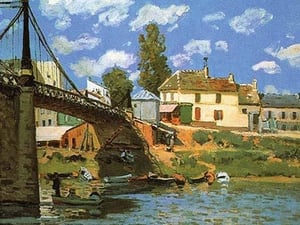 The Bridge at Villeneuve-la-Garenne by Alfred Sisley - Art Print