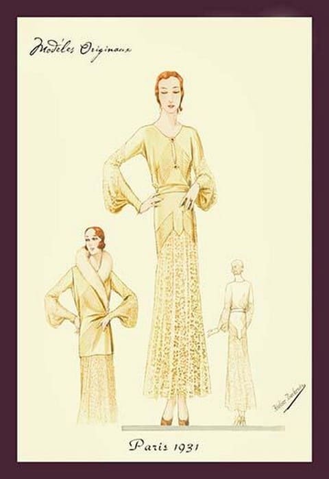 Winter Dress and Overcoat in Yellow by Atelier Bachroitz - Art Print