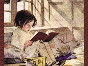 Books in Winter by Jessie Willcox Smith - Art Print