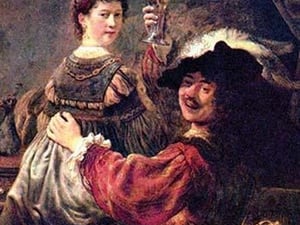 Self-Portrait with Saskia by Rembrandt Van Rijn - Art Print