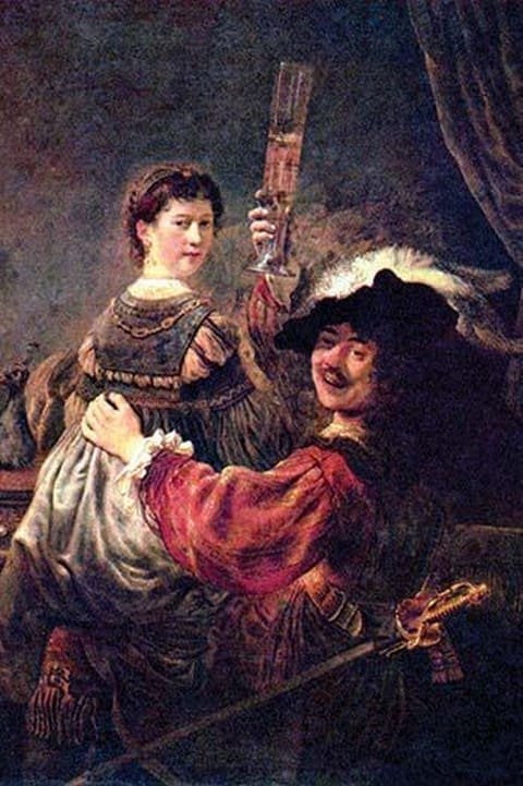 Self-Portrait with Saskia by Rembrandt Van Rijn - Art Print