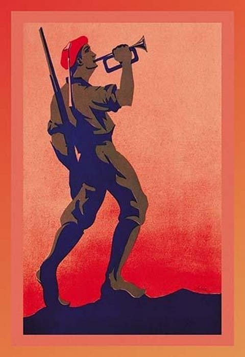 Spanish Soldier Blowing Horn by Arlaiz - Art Print