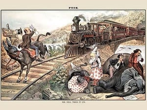 Puck Magazine: Mr. Hill Tries It On by Bernhard Gillam - Art Print