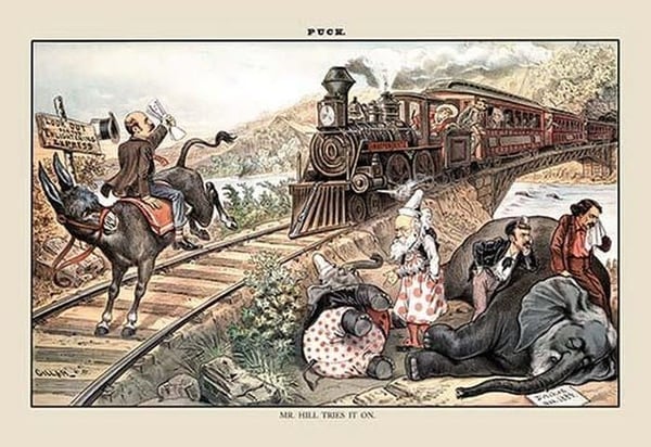 Puck Magazine: Mr. Hill Tries It On by Bernhard Gillam - Art Print