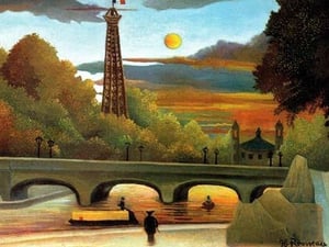 Eiffel Tower at Sunset by Henri Rousseau - Art Print