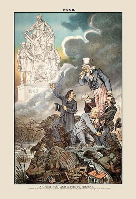 Puck Magazine: A Great Past and a Pitiful Present by Bernhard Gillam - Art Print