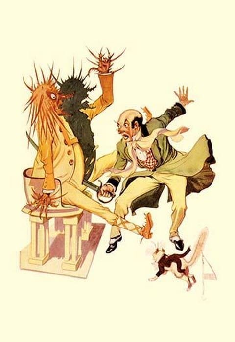 The Wizard Cut the Sorcerer in Two by John R. Neill - Art Print