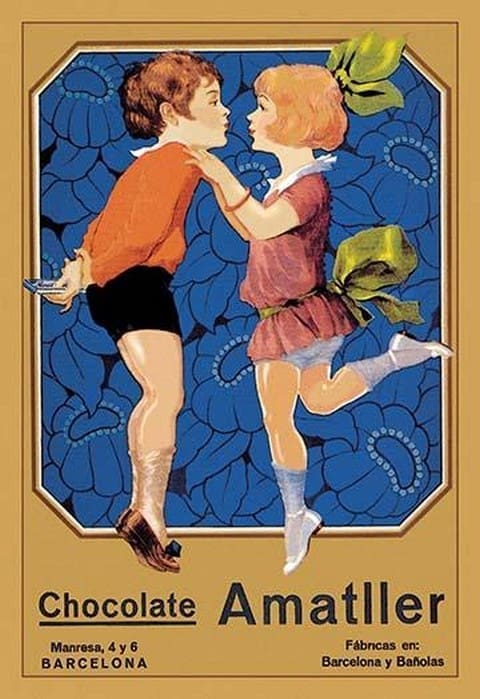 Chocolate Amatller: Barcelona (Kissing Children) - Art Print
