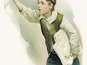 Newspaper Boy by FREE LIBRARY OF PHILADELPHIA - Art Print