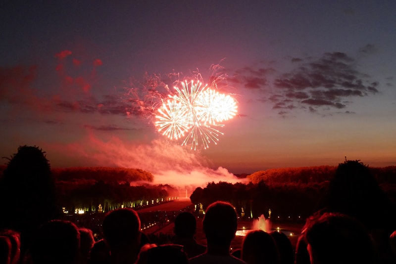 Versailles night show with fireworks