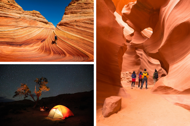 Excursión de 2 días para acampar en el Gran Cañón, Antelope Canyon y Horseshoe Bend