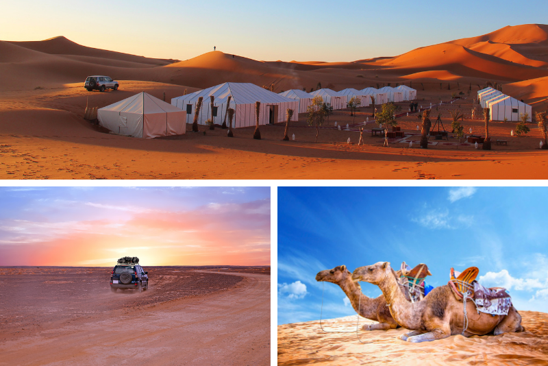 Desierto privado del Sahara en 4x4 desde Marrakech con paseo en camello y campamento en el desierto