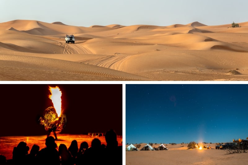 Erleben Sie ein Abendessen im Desert Camp über Nacht, Aktivitäten in den Emiraten und den Transport von Oldtimern von Landrovers