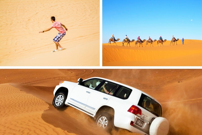 Dubai Morning Desert Safari Sandboarding, chameaux et brunch