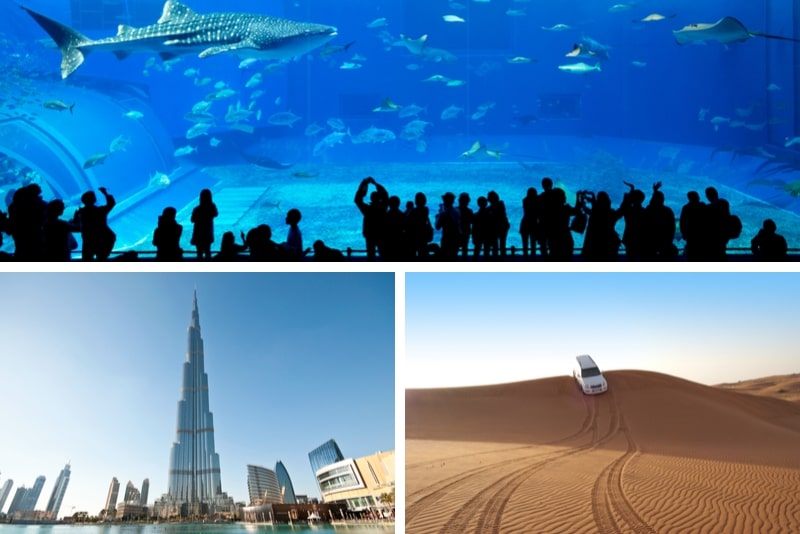 Desert Safari + Burj Khalifa At The Top + Dubai Aquarium - 2 Day Combo