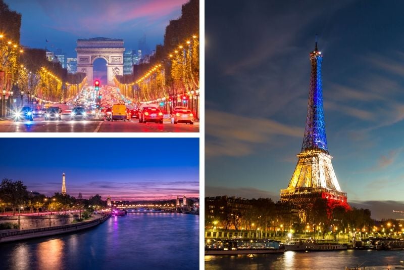 Visite de Paris, croisière et tour Eiffel la nuit