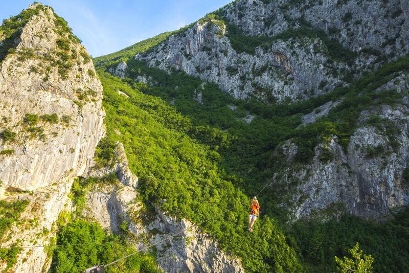 zipline in the Kozjak Mountains