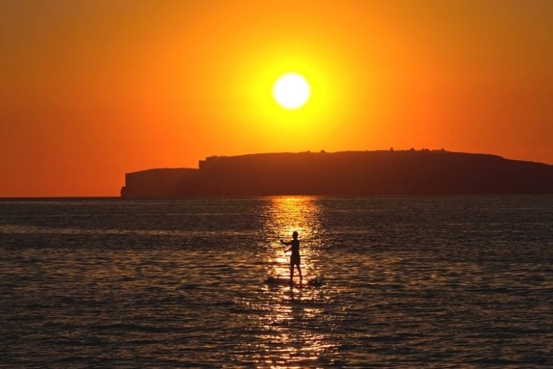 coucher de soleil stand up paddle à Malte