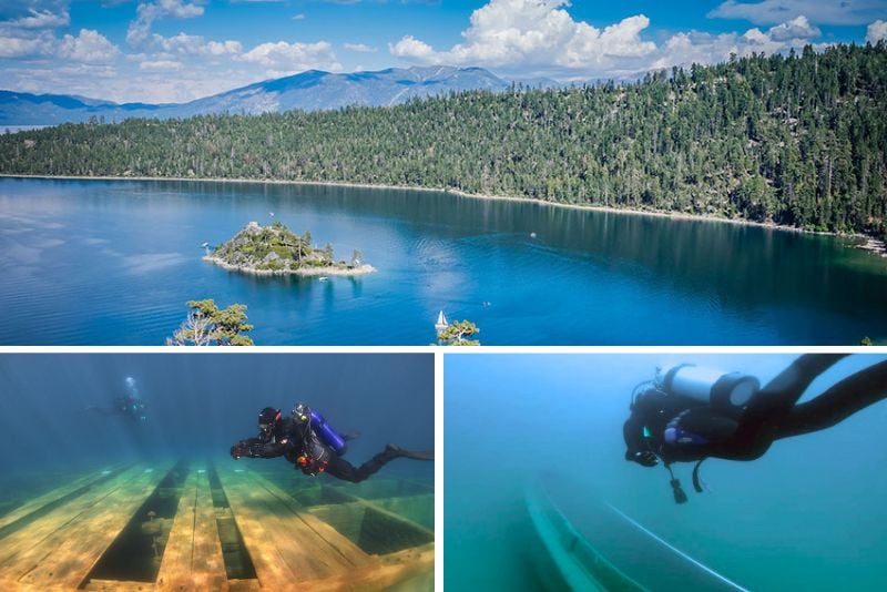 Emerald Bay Heritage Trail underwater scuba diving, Lake Tahoe