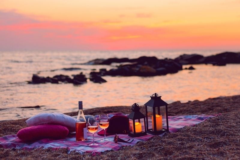 romantic sunset beach picnic in Puerto Rico
