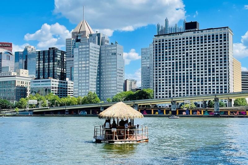 floating tiki boat, Pittsburgh