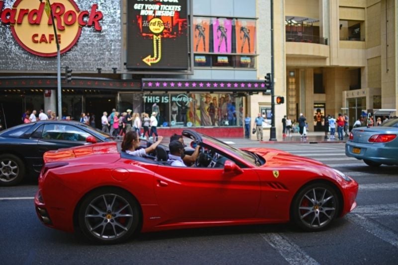 Ferrari driving in Hollywood