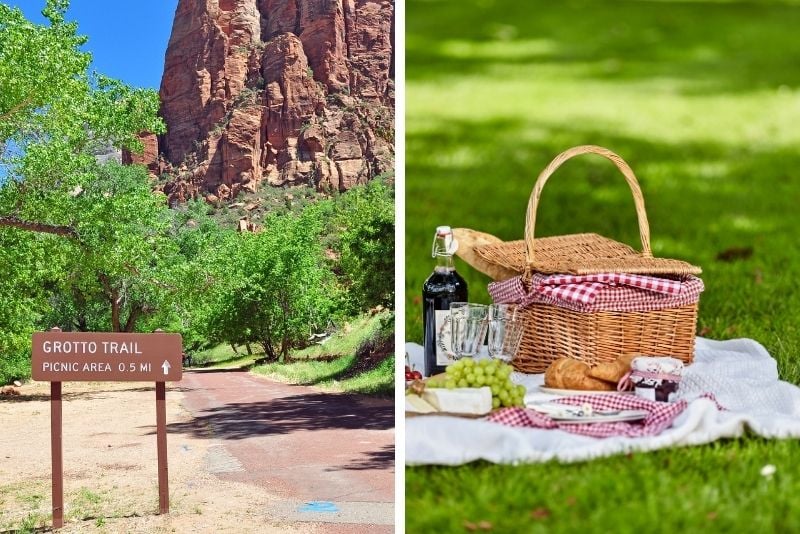 The Grotto Picnic Area in Zion National Park