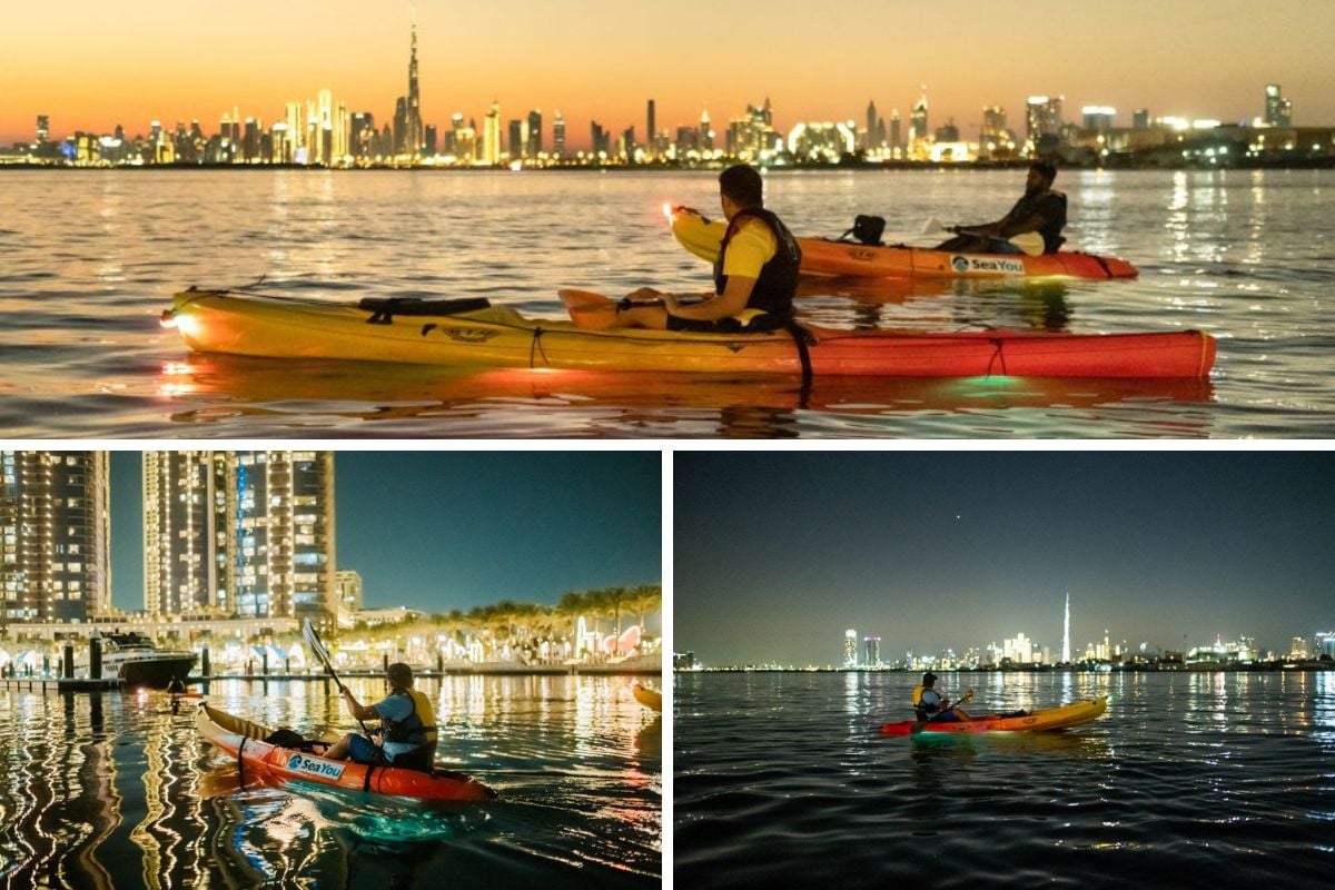 night kayaking in Dubai