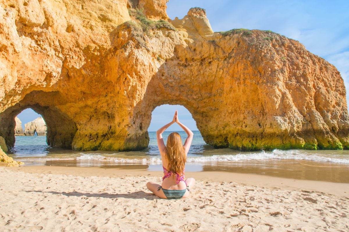 Beach yoga in Portimão