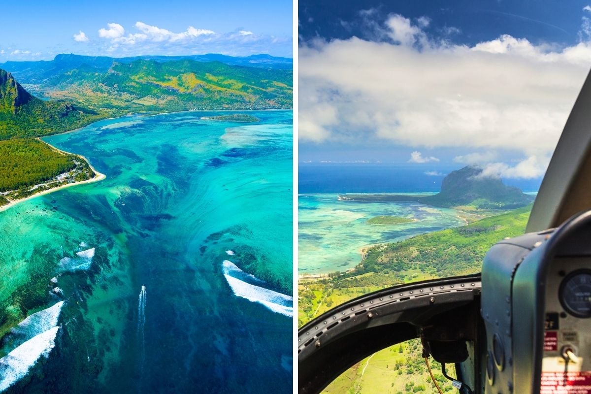 Underwater Waterfalls helicopter tour in Mauritius