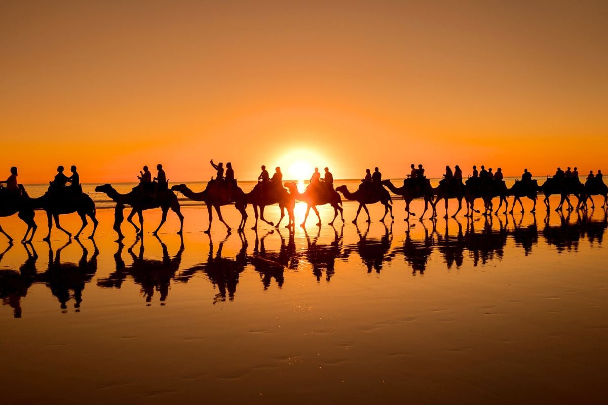camel riding tour in Broome, Australia