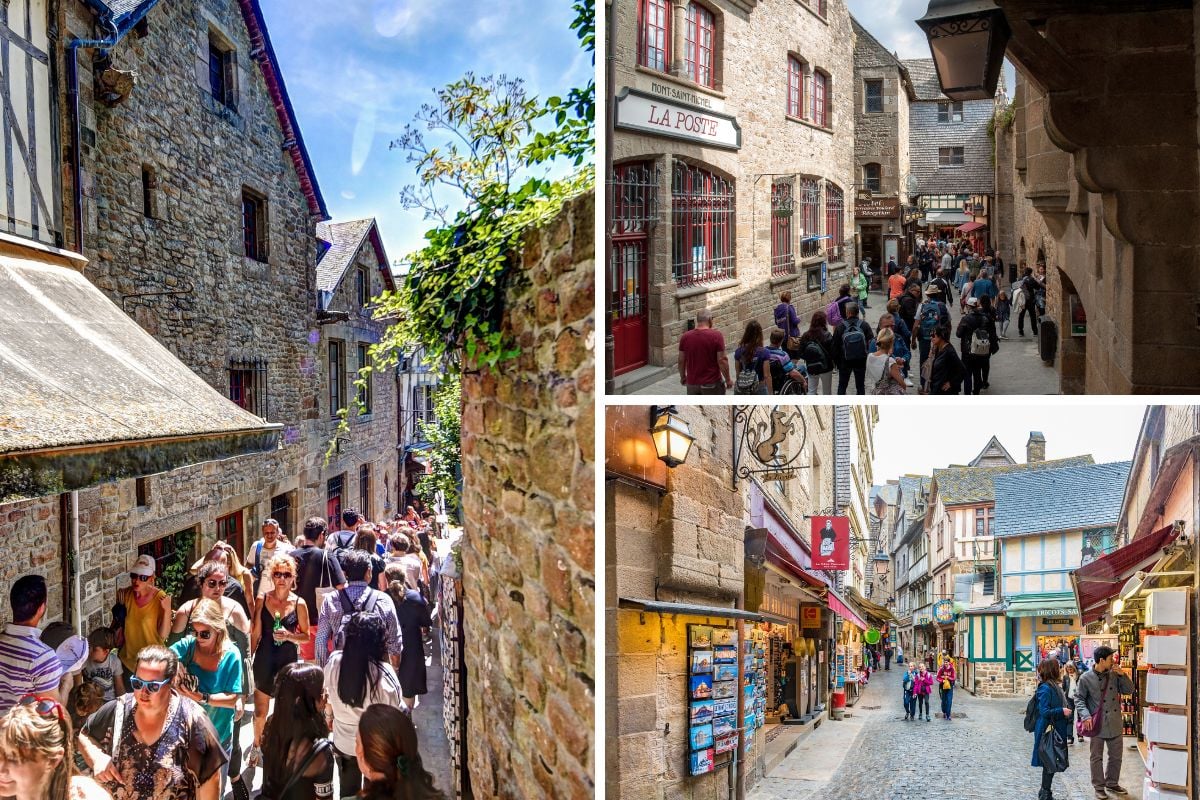 cobbled centuries-old streets of Mont Saint Michel
