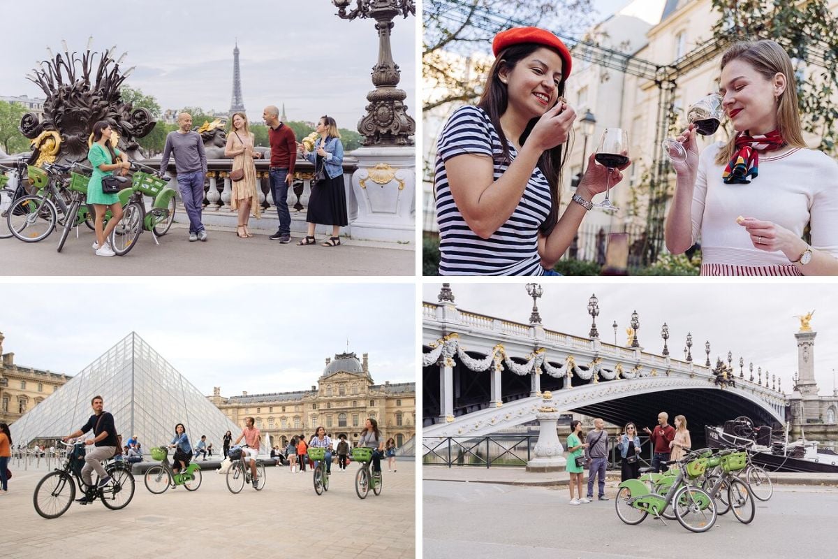 first day in Paris : all inclusive bike tour + wine & cheese tasting